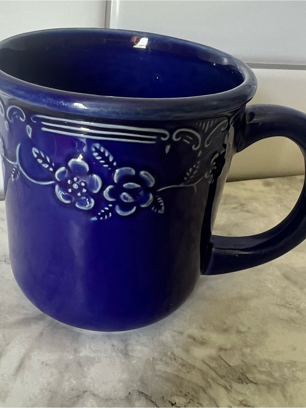 Cobalt Blue Floral Ceramic Coffee Mug